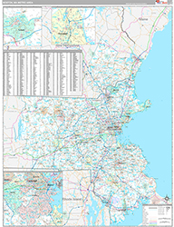 Boston-Cambridge-Newton Metro Area Wall Map Premium Style 2026